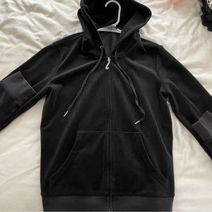 Barely worn black juicy couture zip up with bedazzled j zipper